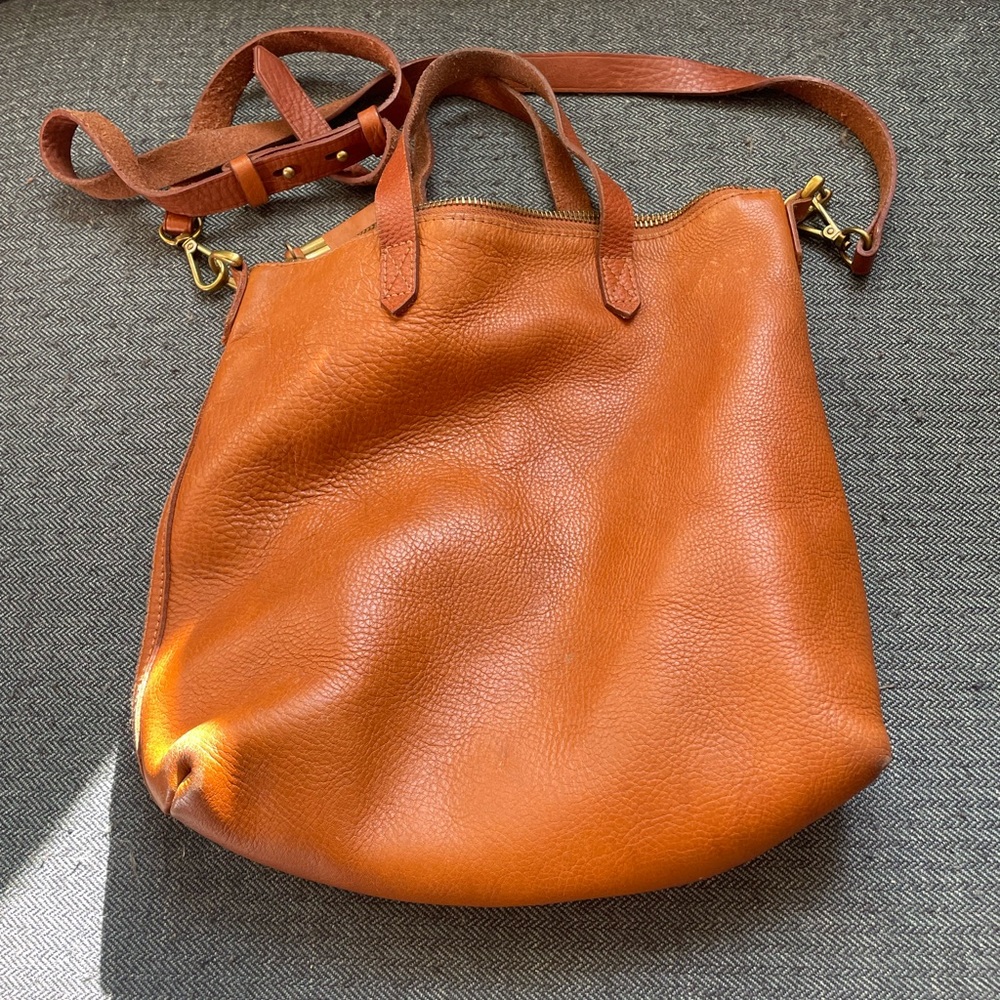Madewell zip top transport crossbody leather bag